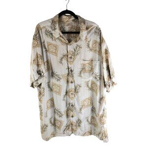 Caribbean Mens Hawaiian Shirt Short Sleeve Button-Down Floral Print XL